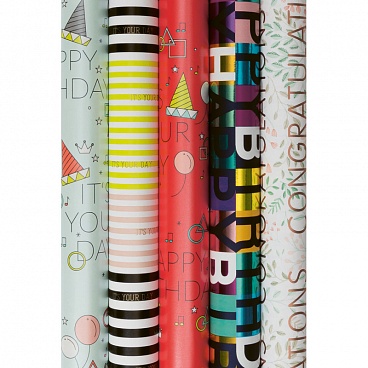 Бумага упаковочная Stewo Birthday Glam, 0,7 x 2 м